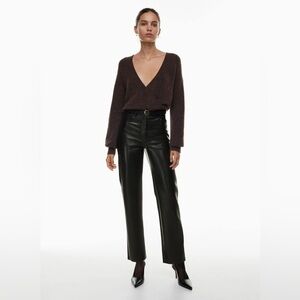 Wilfred Black Faux Leather Straight-Leg Pants